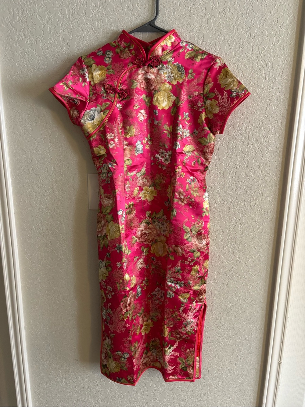 Fuchsia Floral Brocade Cheongsam Dress